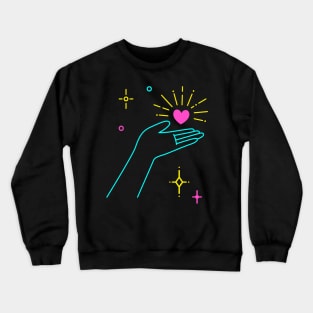 Lineart Hand Holding Heart Love Symbol Valentine's Crewneck Sweatshirt